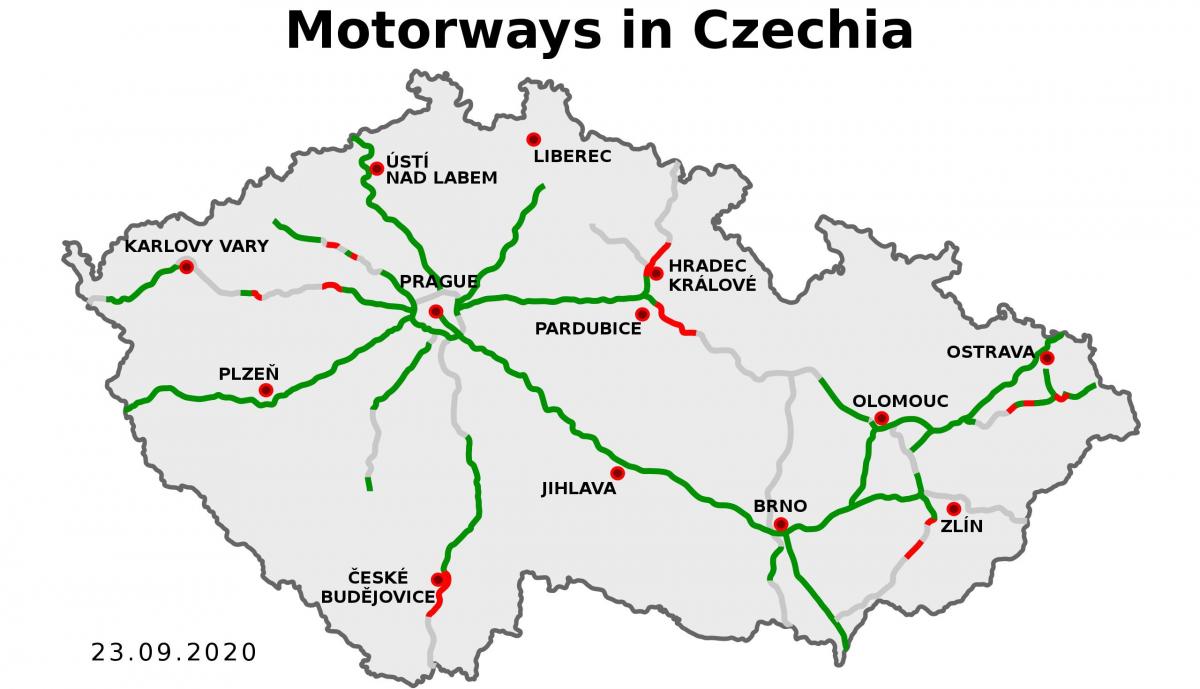 Carte des auroutes Czech Republic (Czechoslovakia)