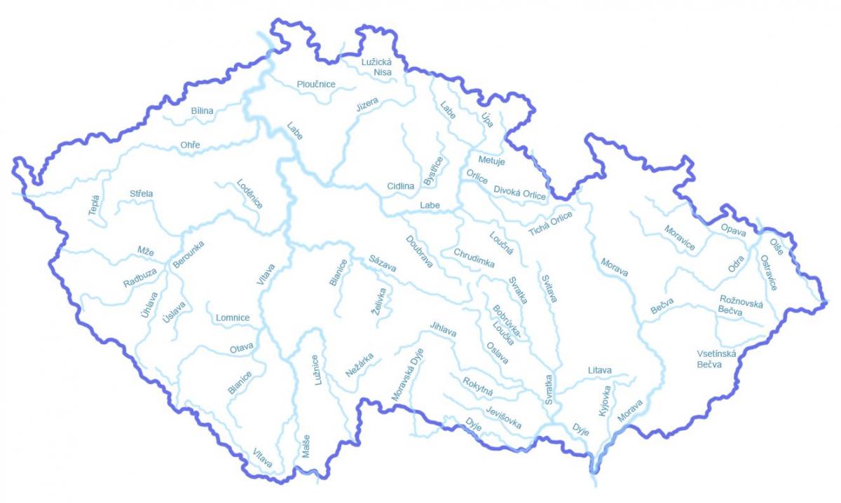 Carte rivières Czech Republic (Czechoslovakia)