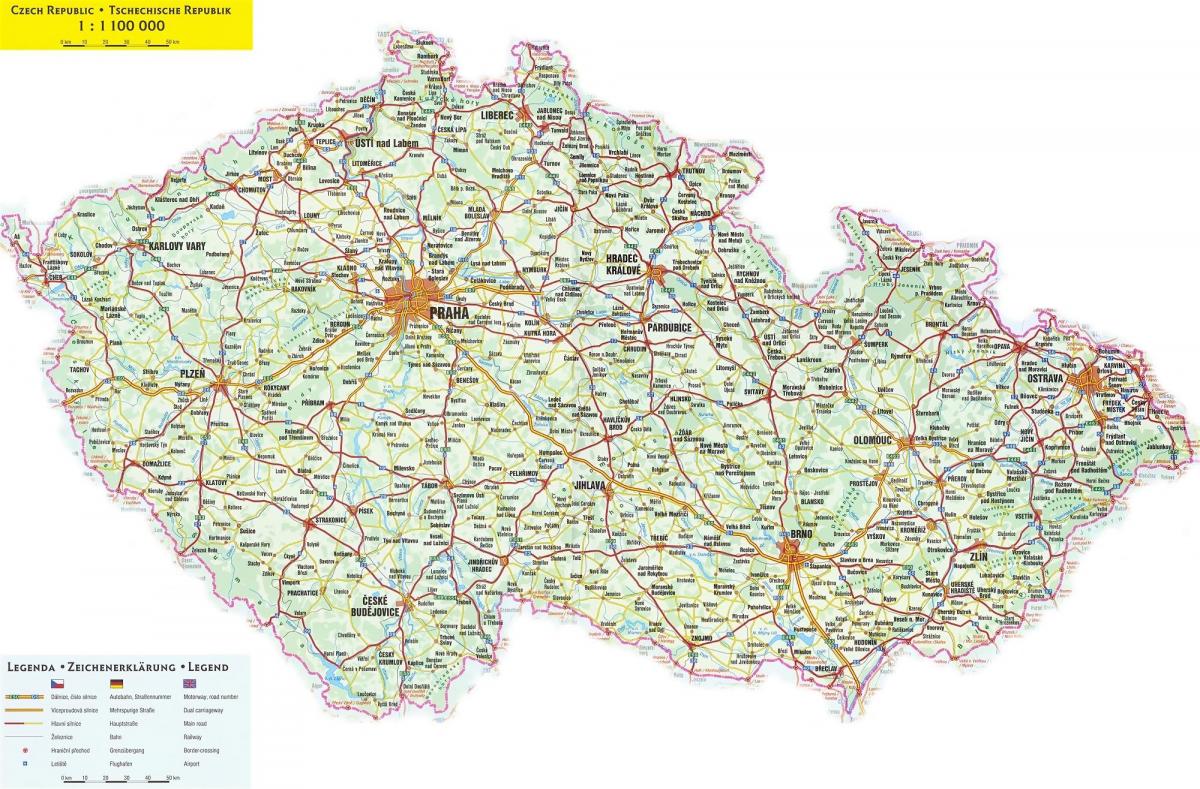 Carte des routes Czech Republic (Czechoslovakia)