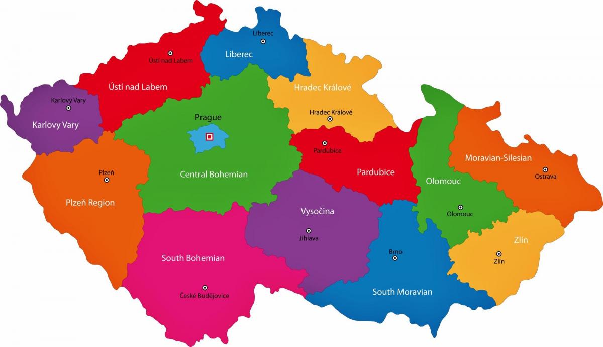 Carte région Czech Republic (Czechoslovakia)