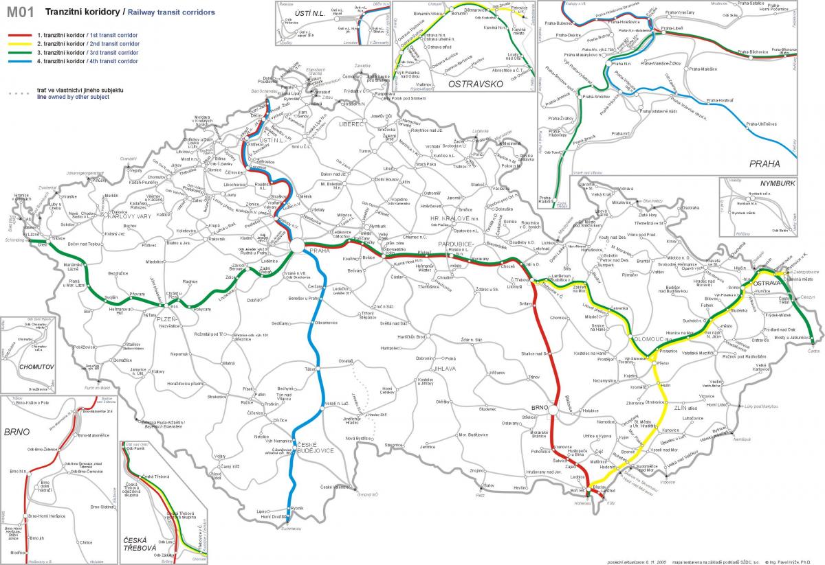 Plan des lignes ferroviaires Czech Republic (Czechoslovakia)